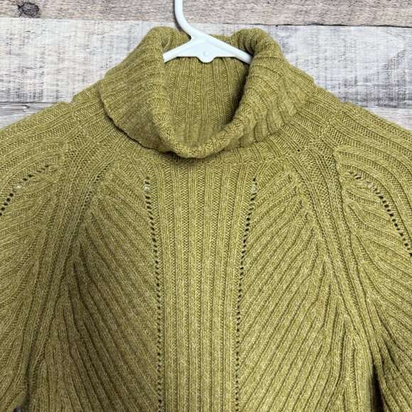 Sundance Toasty Dimensions Turtleneck Sweater Sz S Green Cozy Cotton Silk Blend - Picture 4 of 9